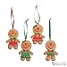 Set of 4 ADORABLE Big Head GINGERBREAD Man/Boy/Girl Cookie CHRISTMAS Tree ORNAMENTS/GLITTERY Resin 3.5" Decorations/HOLIDAY DECOR/CANDY/Sweets