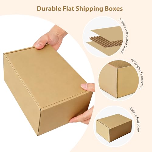 Shipping Boxes 20 Pack, Corrugated Cardboard Mailer Boxes for Small Business, Easy Fold Literature Mailers, Heavy Duty 3 Layer Packaging Boxes for Shipping, Mailing, Gift Packaging (Brown, 12x9x4) by magictaill - Image 4