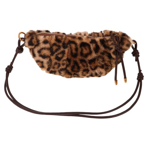 Sac à bandoulière léopard peluche Holibanna, sac croissant réglable femme