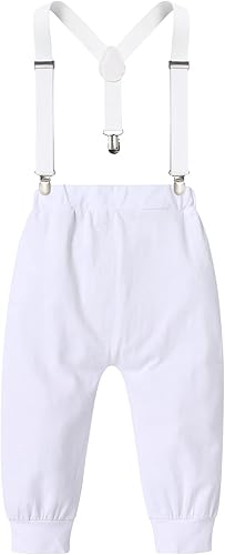 Miniatura 3 de IBTOM CASTLE Traje de invierno con copos de nieve para el primer cumpleaños de bebé, mameluco de pastel y pantalones largos, tirantes y accesorios