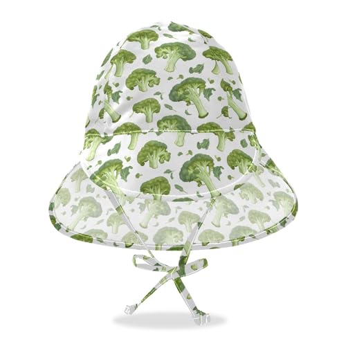 Baby Sun Hat Broccoli Pattern Toddler Kids Beach Hat Neck Flap Cap Sun Protection Girls Boys Summer Hat Swim Bucket Hat for Travel Hiking Outdoor Multicolor