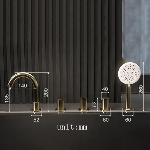 Robinet Mitigeur 5 Trous Bord Baignoire Gris Douchette 3 Modes - 7