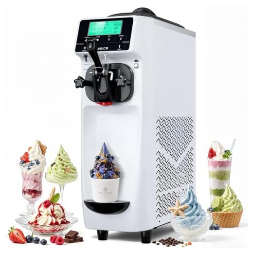GSEICE Commercial Ice Cream Maker Machine for home,3.2 to 4.2 Gal/H Soft Serve Machine,Single Flavor Ice Cream Maker,1050W Countertop Soft Serve Ice Cream Machine With 1.6 Gal Tank,LED Panel,
