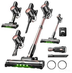 Vexilar V10Pro Cordless Vacuum Cleaner, 550W 45Kpa Stick Vacuum with Touch Display, Up to 50Mins Runtime, Detachable Battery, 6-in-1 Lightweight Handheld Vacuum for Hardwood Floor Carpet Pet hair