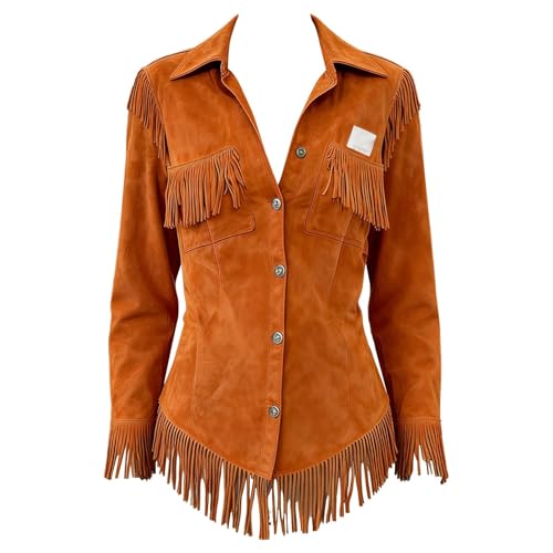 Veste en daim à franges haut de gamme au look rétro ajusté - 4