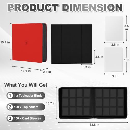 Image of Top Loader Binder 12 Pocket, Holds 480 Toploaders, 100 Toploaders INCLUDED