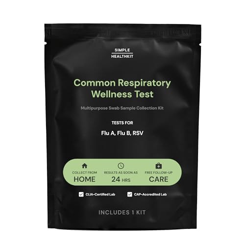 Simple Healthkit At-Home PCR Test for Respiratory Illnesses - At Home Test for Common Respiratory Flu A, Flu B, and RSV - Fast Lab Results