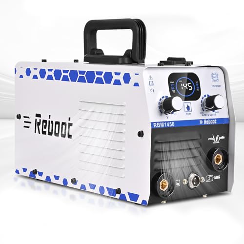 Reboot Saldatrice MIG senza gas 240V 145A MMA ARC/Lift Tig 3 in 1 Saldatrice con nucleo di flusso con inverter IGBT portatile e mini adatta per principianti e saldatori professionisti, aggiornamento