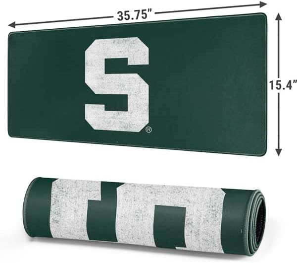 Skinit Extra Large Gaming Mouse Pad - Officially Licensed Michigan State University Spartans Away Grey S Design with Stitched Edges, Waterproof, Non-Slip Rubber Base, Desk Mat for Keyboard & Mouse