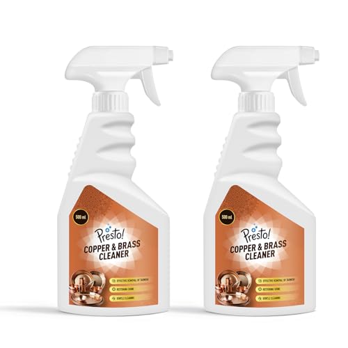 Image of Amazon Brand - Presto! Copper & Brass Cleaner Spray | 1 L (500 Ml x Pack of 2) | For Fixtures, Utensils, Artifacts & Jewellery
