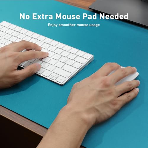 Image of Leather Desk Pad Protector,Mouse Pad,Office Mat, Non-Slip PU Blotter,Laptop Pad,Waterproof Writing for Office and Home (Turquoise,31.5 inch x 15.7 inch)
