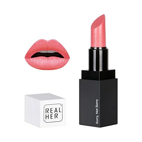 RealHer Moisturizing Lipstick Sorry Not Sorry Long-Wear-All-Day Highly Pigmented Color-Satin Finish Cover
