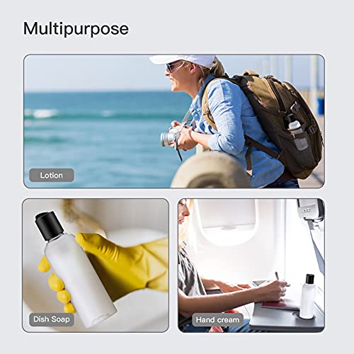 Owlyee Travel Bottle, 3.4Oz Plastic Shampoo Container (5Pcs) Empty Lotion Tsa Toiletries With Disc Top Flip Cap (100Ml, Clear) #TOP2