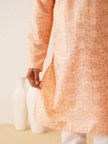 Image of SOJANYA (Since 1958 Men's Cotton Gold Embroidered Long Kurta