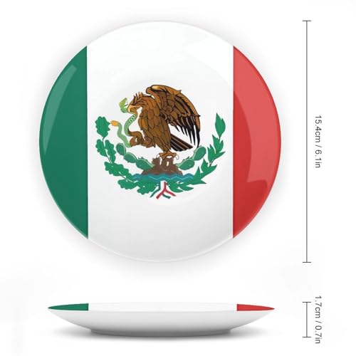 Plato decorativo bandera de México de porcelana ósea 6 pulgadas miniatura 2