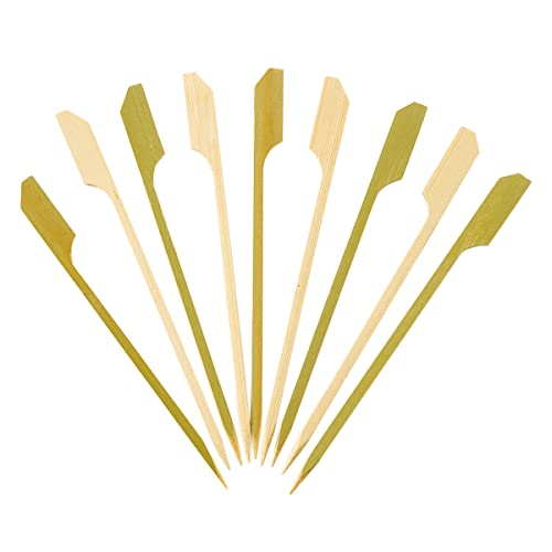 [100 Count] 4.7 Inch - 12cm Bamboo Wooden Paddle Picks Skewers for Cocktails, Appetizers, Fruits, and Sandwiches