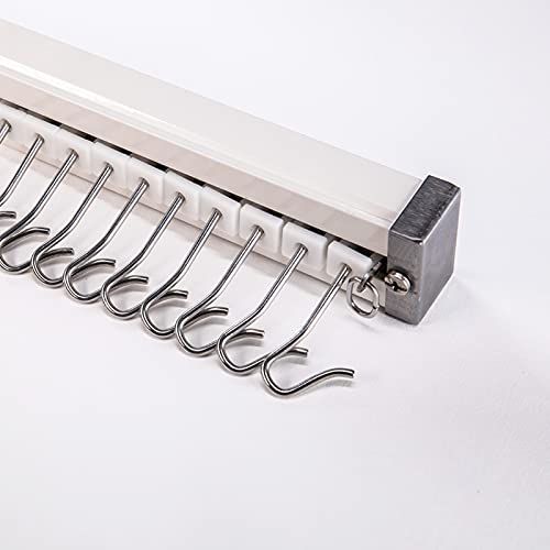 Ontrack 3.6ft Heavy Aluminum Room Divider Ceiling Track Set, Can be Used as an Extension Track Rod, Extra Load Bearing, Include Hooks of Corresponding Quantity and Necessary Accessories (White)