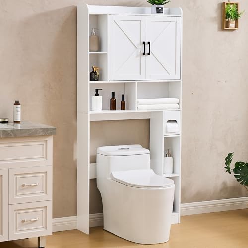 Viroformo Over The Toilet Storage Cabinet, 32 Inches Width Farmhouse Storage Cabinet Over Toilet...