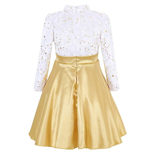 Flofalllzique Girls Velvet Dress Long Sleeve A-Line Mock Neck Casual Kids Vintage Fall Dresses2