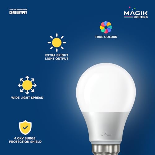 Image of MAGIK Maximo Plus 5W LED Bulb | Cool White (6500K) | B22 Base | Energy Efficient with 4kV Surge Protection | Long Life LED | Pack of 1