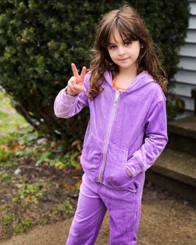 Arshiner Girls 2 Piece Outfits Warm Fuzzy Fleece Hoodies Sweatpants Tracksuit Set Purple For 12-14 Years #TOP1