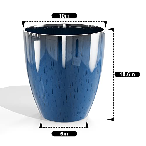 QCQHDU Plant Pots Set of 2 Pack,10 Inch Plant Pot for Indoor and Outdoor Plants with Drainage Hole,Flower Pots Modern Decorative Planter for Garden Plants(Blue)