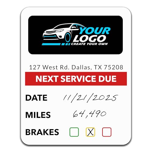 Oil Change Stickers with Your Logo and Text - Personalized Oil Change Service Labels for Your...