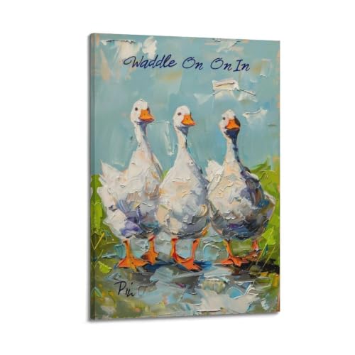 Toile pour salon Three-Ducks-Country_03, décoration murale haut de gamme