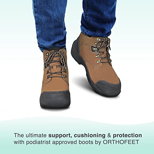 Orthofeet Orthopedic Men’s Work Boots, Arch Support Pain Relief Technology, Composite Toe, Slip Resistant, Ideal For Plantar Fasciitis, Diabetic And Arthritis – Granite #TOP1
