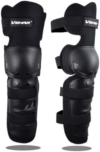 1 Pair Motorcycle Knee Pads Protector Antislip Knee Cap Calf Shin Guards Long Leg Sleeve Adjustable Armor for Adult Motocross Racing Cycling Mountain Bike (Black)