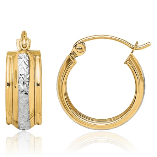 10K Solid Yellow Gold Huggie Small Hoop Earrings