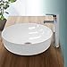 ECD Germany Lavabo Sobre Encimera - 400 x 400 x 135 mm - Cerámica - Diseño Redondo - Lavadero Blanco Brillante - Lavamanos Sobremesa Sanitario Baño o Aseo - Moderno y Elegante - Sin Válvula de Desagüe