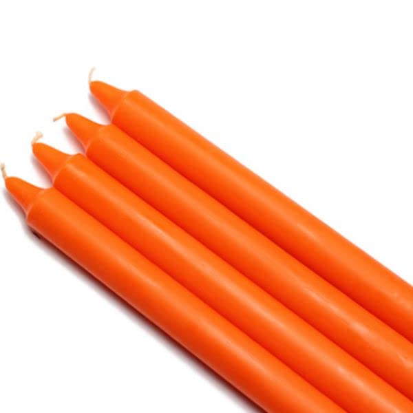 10 in. Straight Taper Candles, Orange - 12 Piece