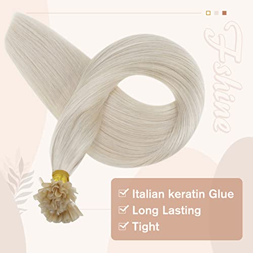 Fshine 18 Inch U Tip Hair Extensions Real Human Hair,50 g Keratin Bonded Extensions,Color 1000 White Blond Shades for Seamless,Long lasting Beauty,Perfect for Women and Girls - Image 4