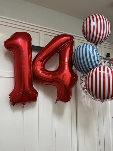Image of Red Number 4 Balloon 40 Inch, 4th Birthday Party Decorations, Giant 4 Foil Balloon for Party Supplies