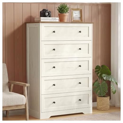 VASAGLE 5-Drawer Dresser, Chest of Drawers, 31.5 x 15.7 x 47.4 in