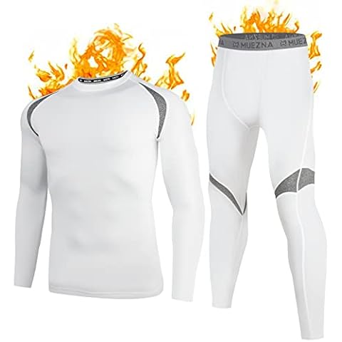Muezna Thermounterwäsche Herren, Funktionswäsche Skiunterwäsche Lange Atmungsaktiv Thermounterwäsche Thermounterhose Set Weicher Wolle Fleecefutter für zu Hause Winter Cover