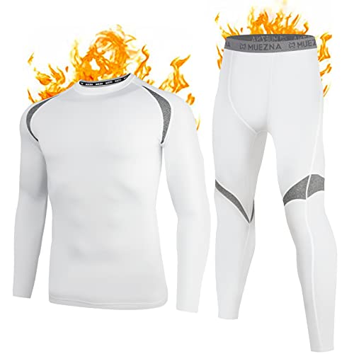 Ropa interior térmica para hombre, ropa interior funcional de esquí larga transpirable ropa interior térmica conjunto de ropa interior suave lana forro polar para el hogar invierno, Blanco, M Cover