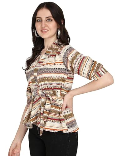 Image of OM SAI LATEST CREATION Women Solid Western Top with Half Sleeves for Office Wear, Casual Wear, Top for Women.