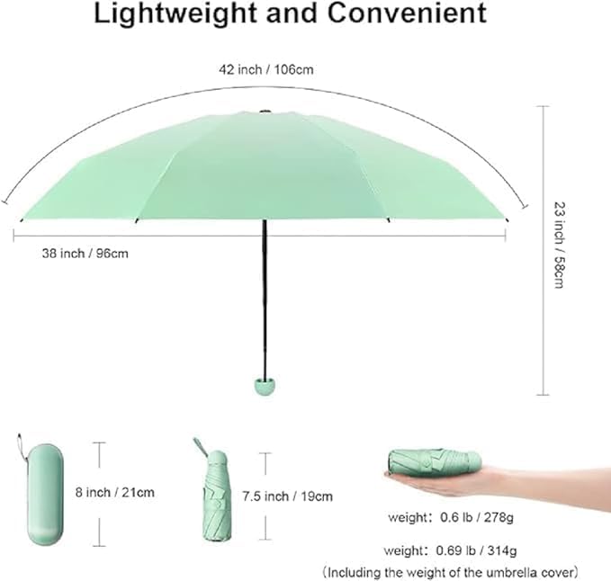 Image of Umbrella, Mini Folding Windproof & Compact UV Umbrella for Sun Protection Rain Windproof Strong Large 3 Fold for Women Handbags,3 Fold for Men Women, Stylish & Compact