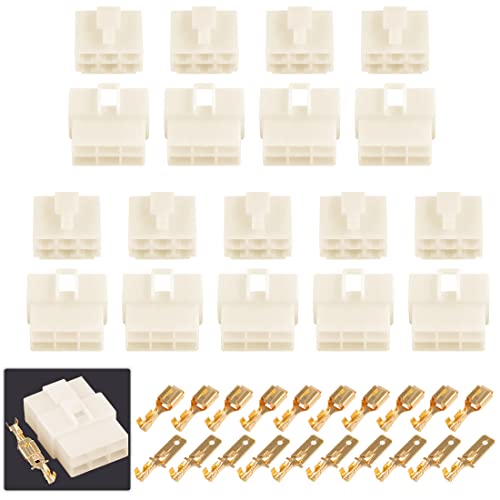 Glarks 280Pcs 6.3mm 6 Pin Way Electrical Automotive Wire Connector Male Female Socket Plug and Terminals Kit for Motorcycle, Bike, Car, Boats (20Set 6.3mm 6P)