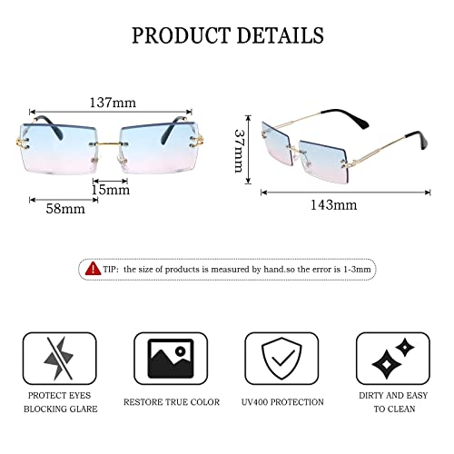 Image of Stylish Small Rectangle Sunglasses Women Men Tinted Frameless Eyewear Ultralight Candy Color Ocean Sun Glasses Shades NP1034