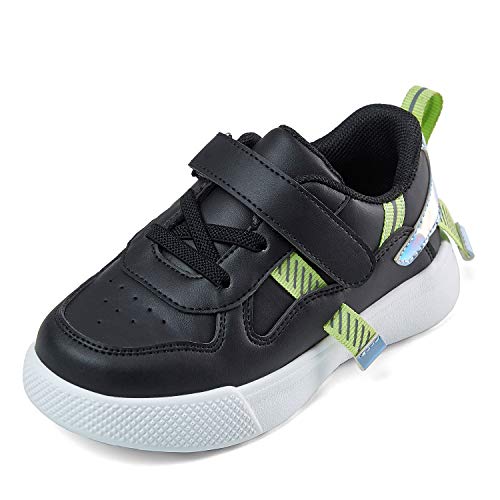 ZHILETAO Boys Sneakers Holographic Girls Tennis Shoes Lightweight Athletic Running Shoes Breathable Hook and Loop Strap Sneakers Walking Non-Slip Shoes for Toddlers Size 8 Toddler,Color Black
