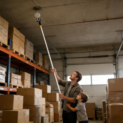 Cambiador de luces ajustable con poste telescópico para techos altos 3