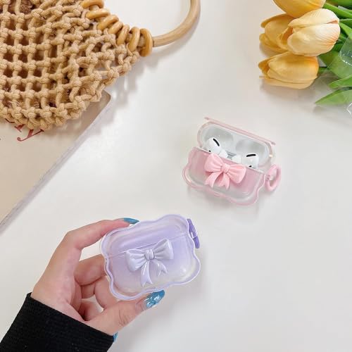 Image of Compatible with Airpods 4 (2024) Pouch Case Cover, Soft Silicone Case Cover with Key-Chain, 360 for Airpods 4 Gen Full Protective Pouch Case (Bow Purple)