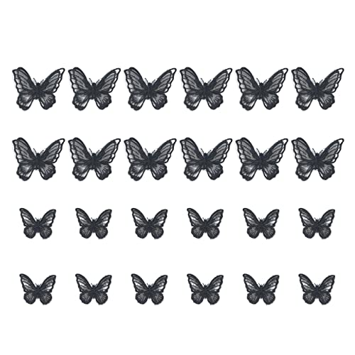 Savagrow 24Pcs Embroidery Sewing Lace - Double Layers Organza Butterfly Lace Trim For Diy Craft (Black) #TOP4