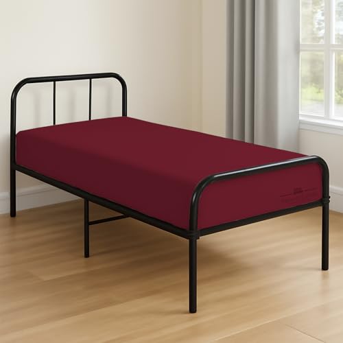 Cot Fitted Sheet 31" x 75" - 100% Egyptian Cotton - 1 PC Cot Size Bottom Sheet Only, Snug Fit for Narrow Twin Mattress/RVs Bunk/Guest Beds/Army Cots/Trifold Mattress/Travel Size Mattress, Burgundy