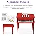 Best Choice Products Kids Classic Wooden 30-Key Mini Grand Piano Musical Instrument Toy w/ Piano Lid, Bench, Foldable Music Rack, Song Book, Note Stickers, Enamel Finish - Red