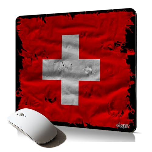 Tapis de Souris Souple Drapeau Suisse Accessoire Informatique Bureau Imprimé Design Unique Gamer