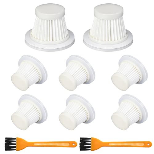 8-Pack HEPA Vacuum Filter Replacement with Cleaning Brush Compatible with KMM LT-117C Handheld Car Vacuum Cleaner, Washable & Reusable